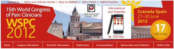 15. Dünya Ağrı Klinisyenleri Kongresi (WSPC 2012) afişi, 27–30 Haziran 2012, Granada