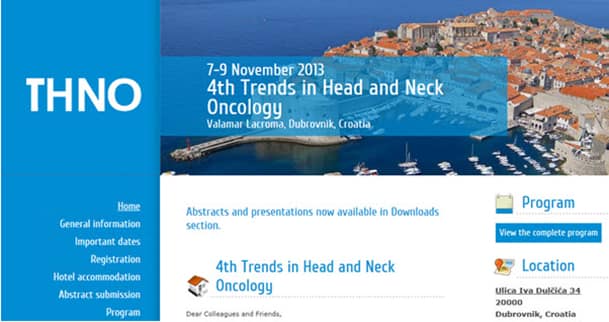 4th Trends in Head and Neck Oncology sayfası, 7–9 Kasım 2013, Dubrovnik